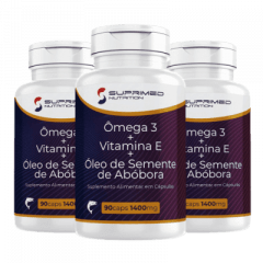 Ômega 3 + Vitamina E + Óleo de Semente de Abóbora - 90 Cápsulas - Suprimed  